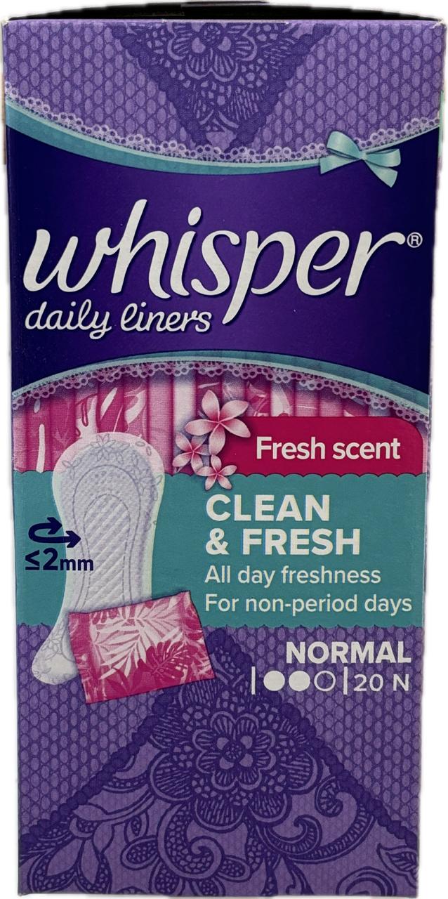 Whisper Daily Liners with Fresh Scent for Daily Use 20N
